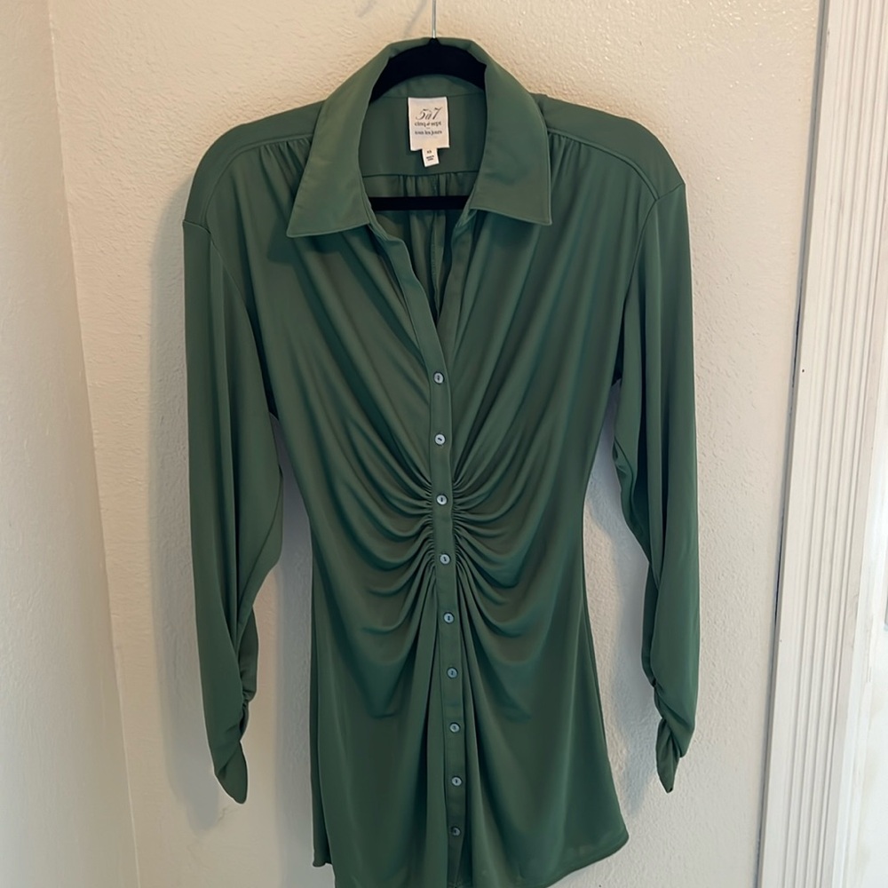 CINQ À SEPT Arden Long Sleeve Ruched Mini Dress